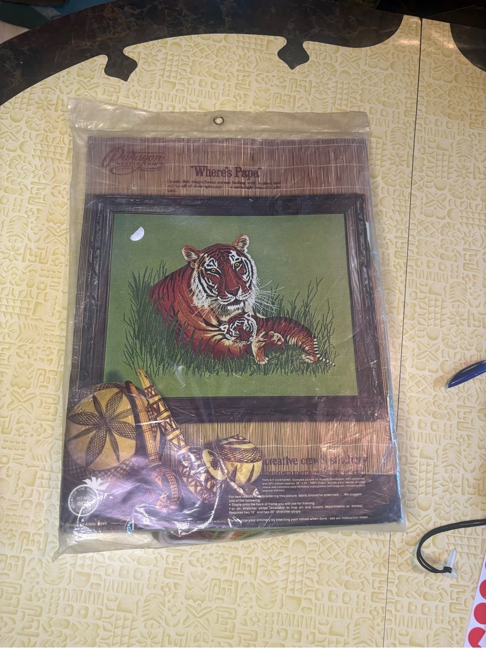 Vintage Green & Orange Tiger Wall Art Tapestry